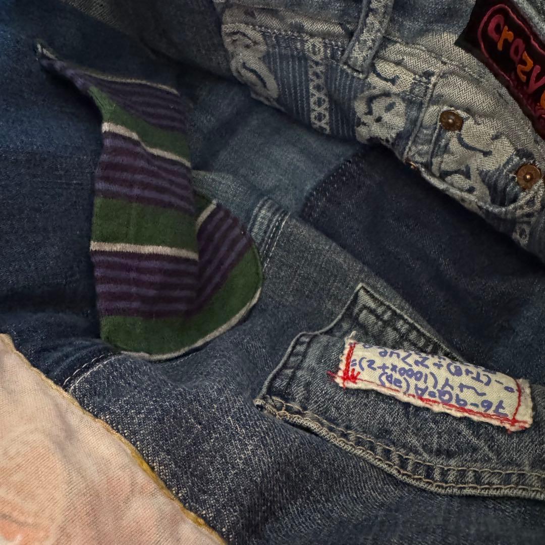 ハンドメイド デニムリメイク バッグ ヒッコリー 2way 60