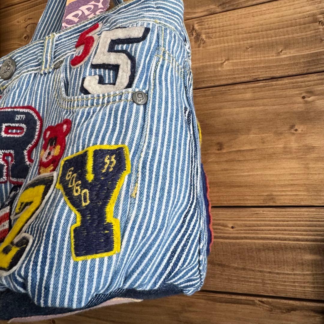 ハンドメイド デニムリメイク バッグ ヒッコリー 2way 60