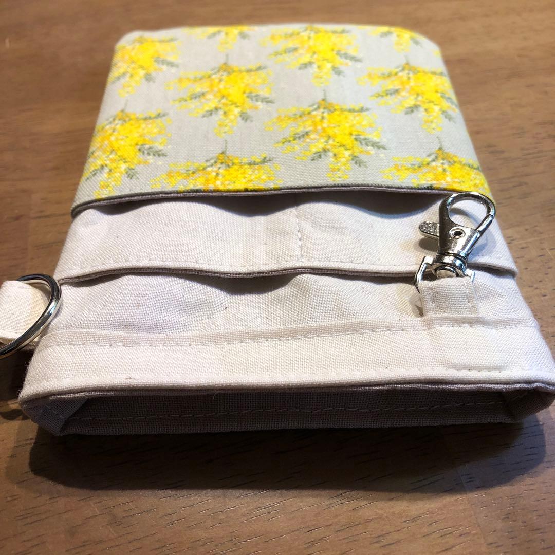 ハンドメイド　ペンケース　ナースポケット　マチなし　ミモザグレー