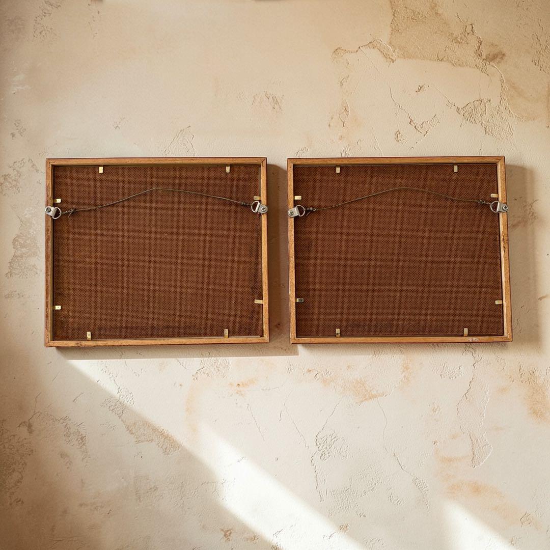 ＜額装済み＞ビンテージ・インドの伝統的像の細密画アート・２点セット