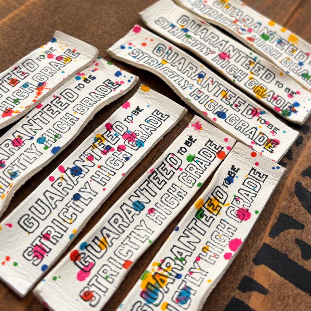 ビンテージ革タグ　ペイントレザータグ　長タグ②500