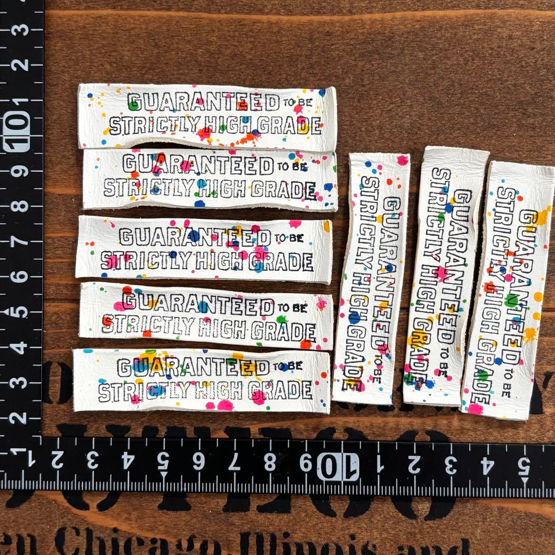 ビンテージ革タグ　ペイントレザータグ　長タグ②500