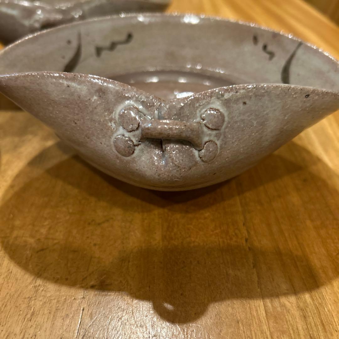 唐津焼　絵唐津蛤形向付　三枚