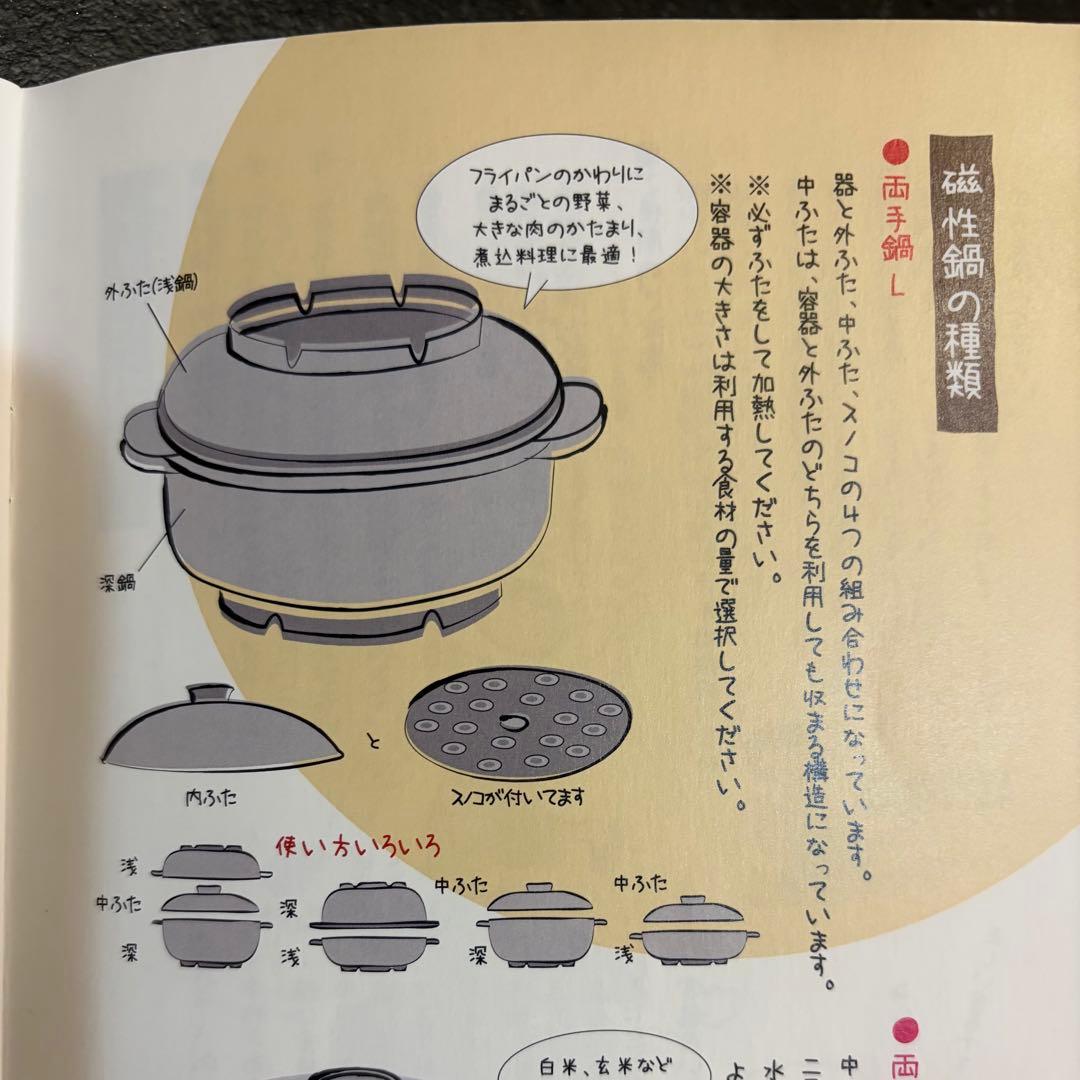 磁性鍋　両手鍋Lサイズ　４点セット（深鍋、浅鍋、ふた、スノコ） 調理器具　電磁波