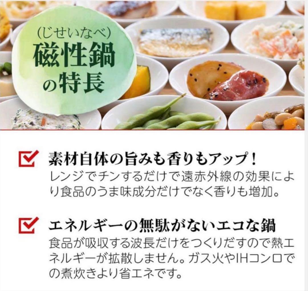 磁性鍋　両手鍋Lサイズ　４点セット（深鍋、浅鍋、ふた、スノコ） 調理器具　電磁波