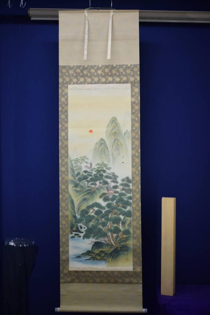 真作/寒泉/蓬莱山図/布袋屋掛軸HE-864