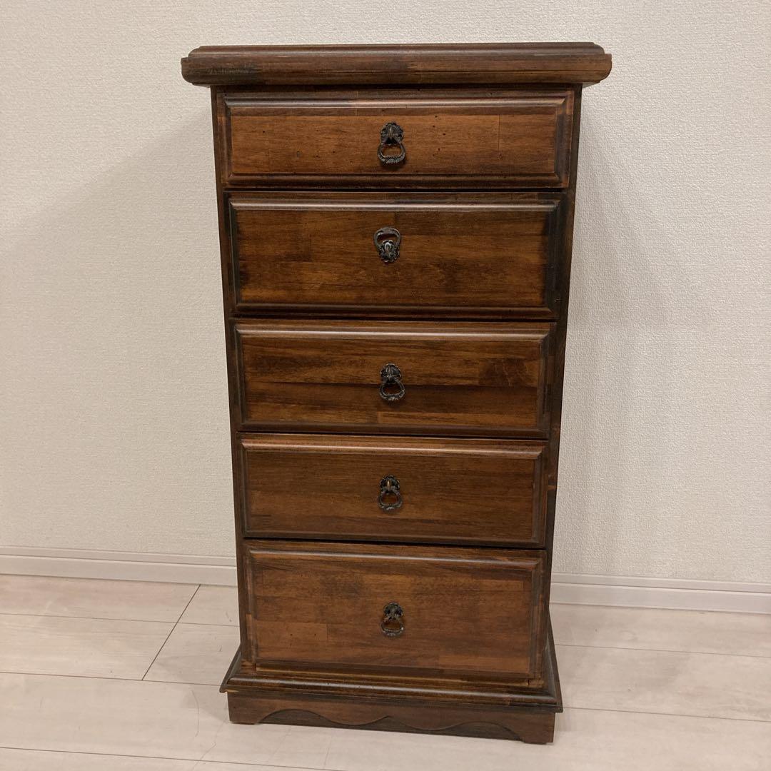 ビンテージチェスト　レトロアンティーク　5段　ブラウン