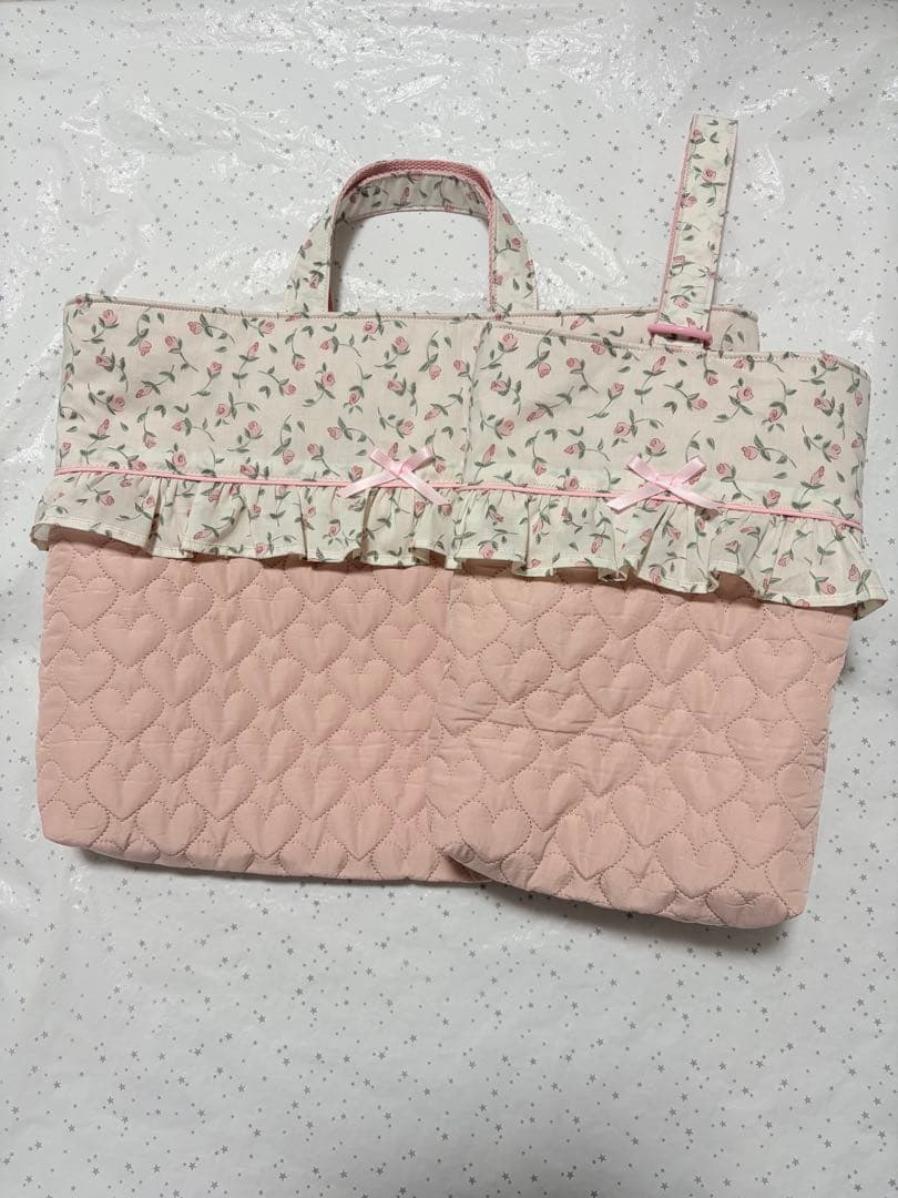 フローティングフローラ×ハートキルトレッスンバッグ上履き入れ体操服袋ハンドメイド
