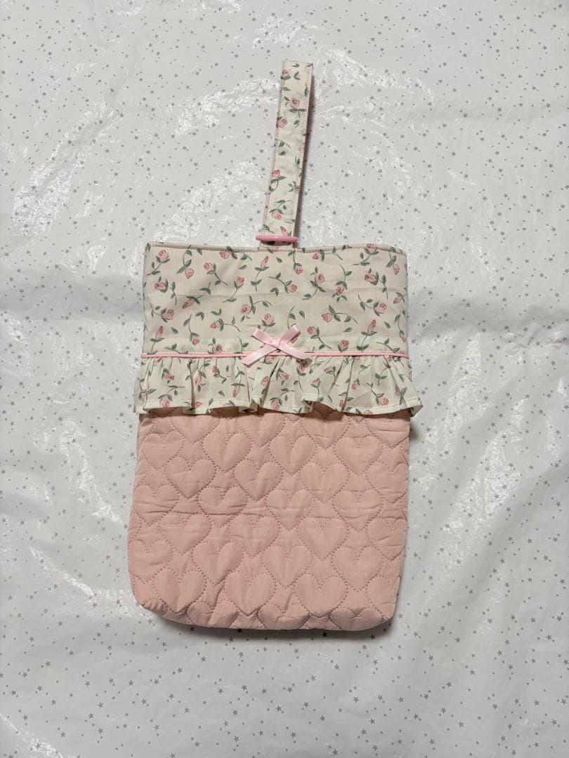 フローティングフローラ×ハートキルトレッスンバッグ上履き入れ体操服袋ハンドメイド