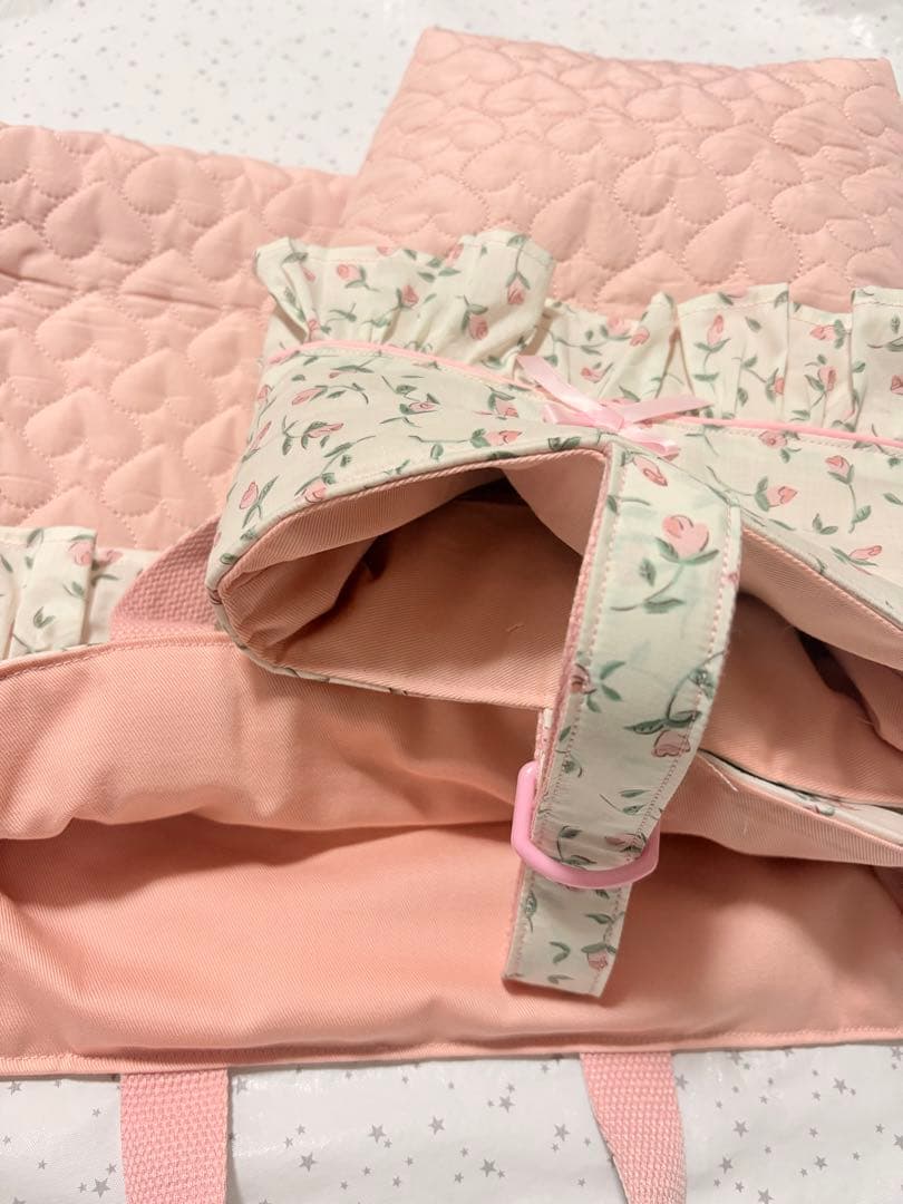 フローティングフローラ×ハートキルトレッスンバッグ上履き入れ体操服袋ハンドメイド