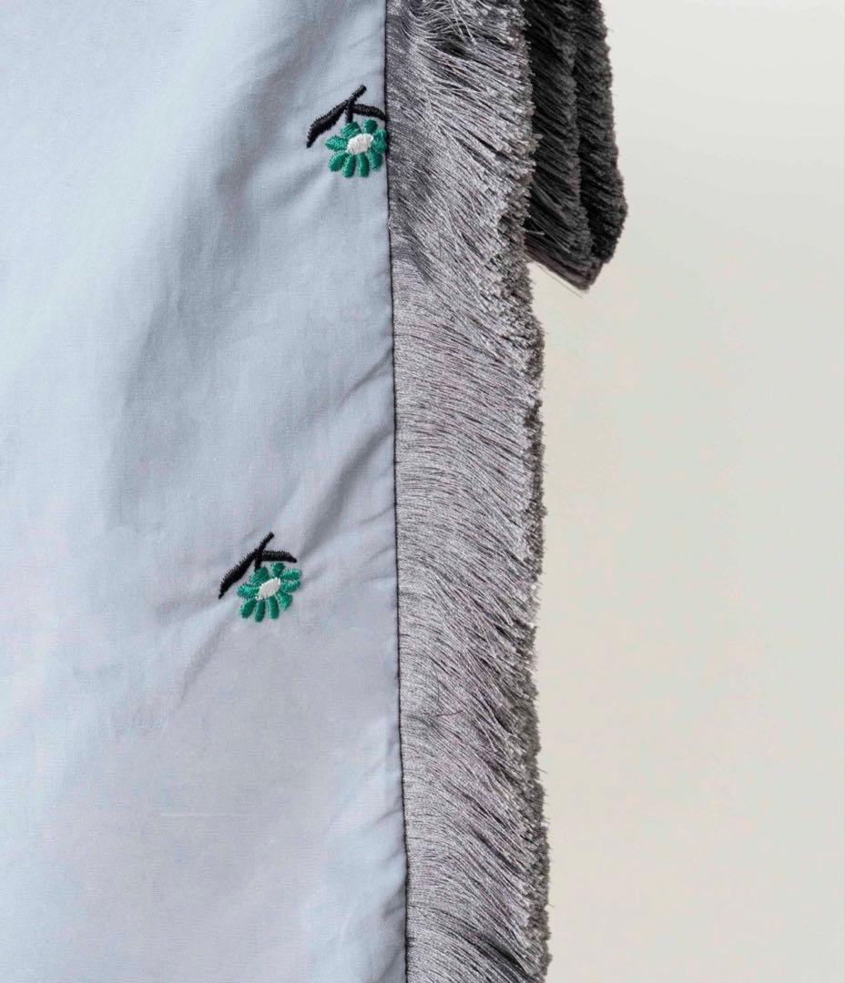 Casselini  フリンジ掛布団カバー 枕カバー グレー 刺繍 S