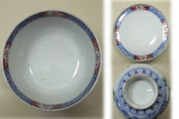 古い伊万里 花鳥文 蝶 錦絵 蓋付 蒸茶碗 13客 明治二十五年 染付 骨董