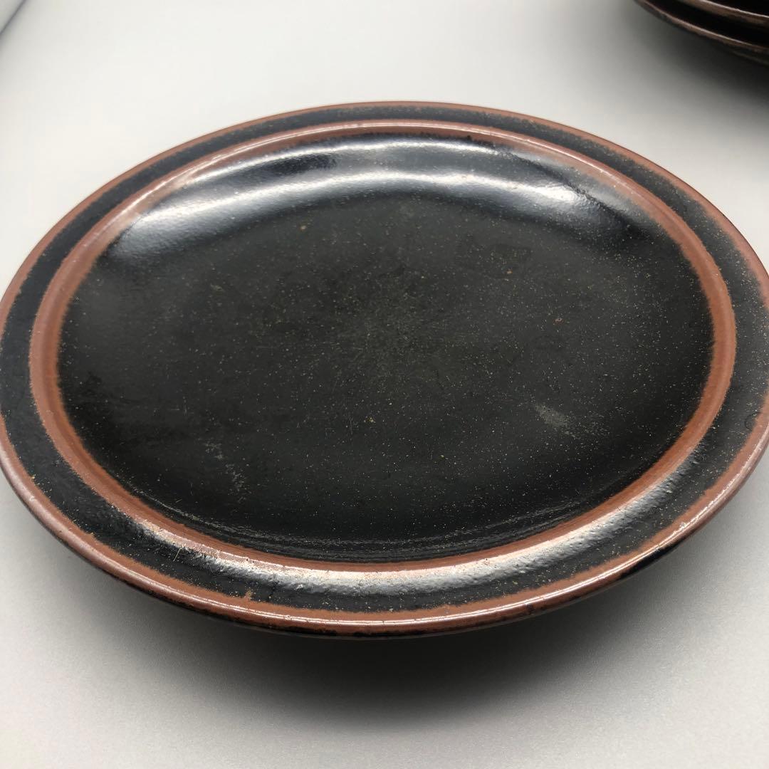 希少年代物レトロ厚み重厚感あり陶器お皿プレート24cm5枚ビンテージ食器骨董品