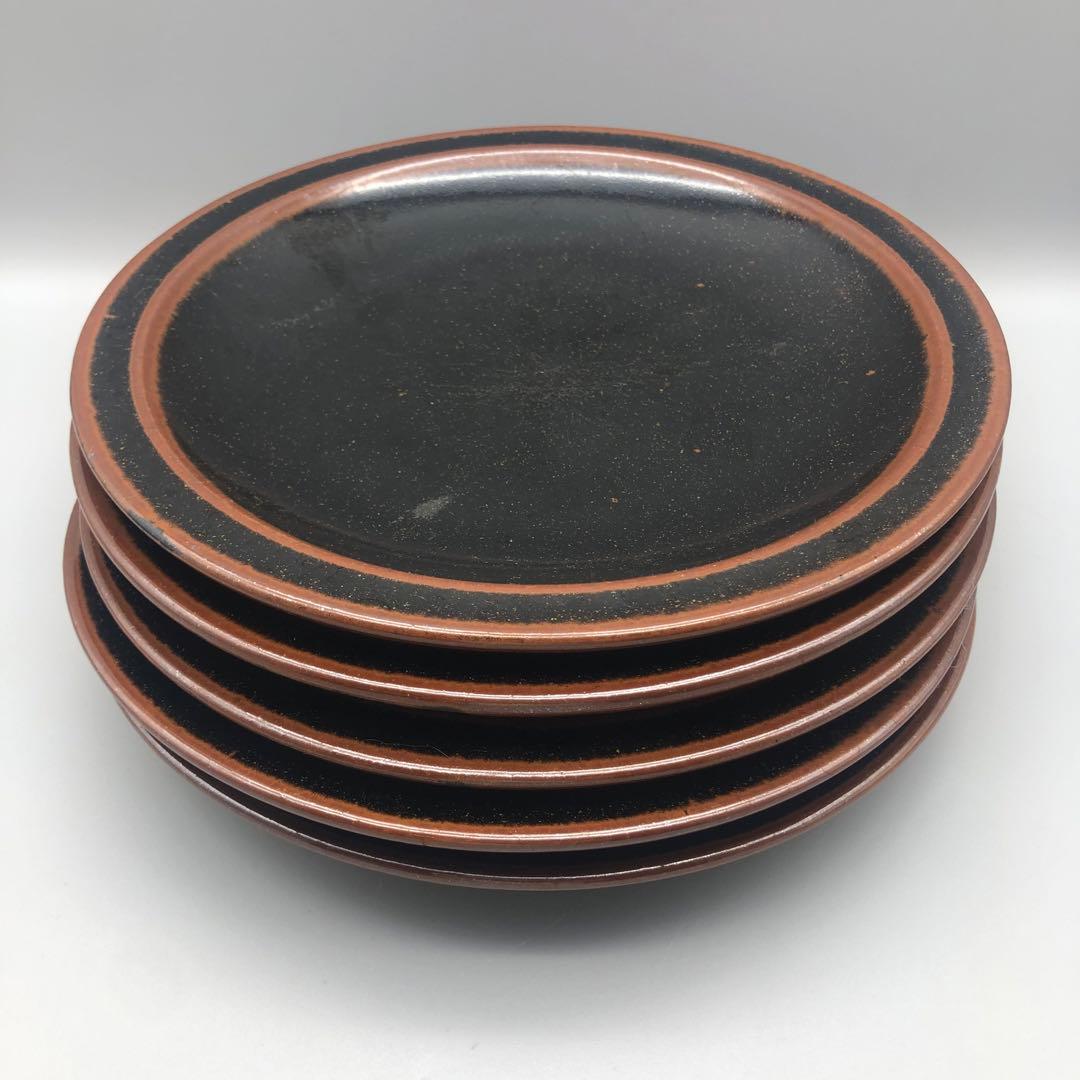 希少年代物レトロ厚み重厚感あり陶器お皿プレート24cm5枚ビンテージ食器骨董品