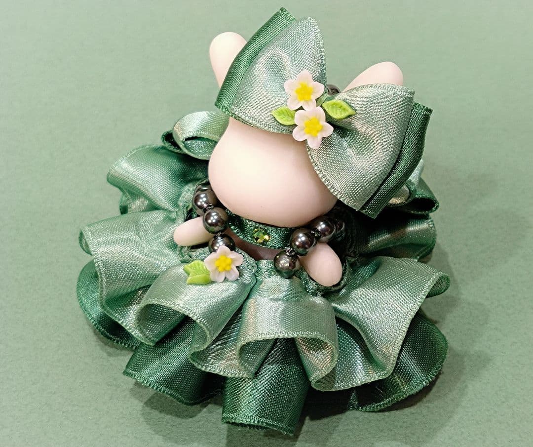 【ちくわR】ドール　赤ちゃん　ドレス　服　推し色　緑　白　カプチーノ