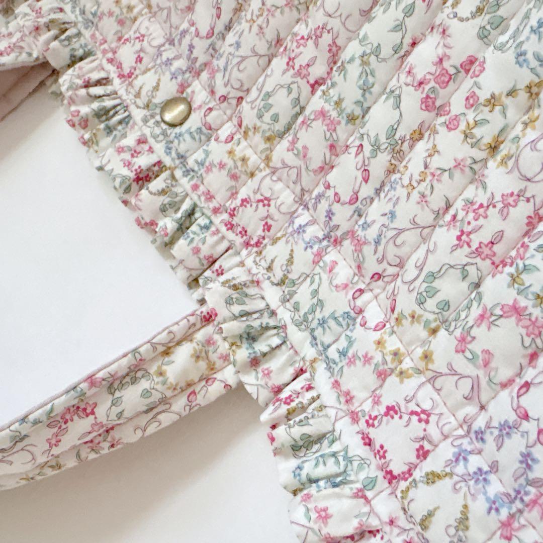 リバティ　フリルキルト特大トートバッグ　メイジー　ピンク　ハート　ヌビバッグ風