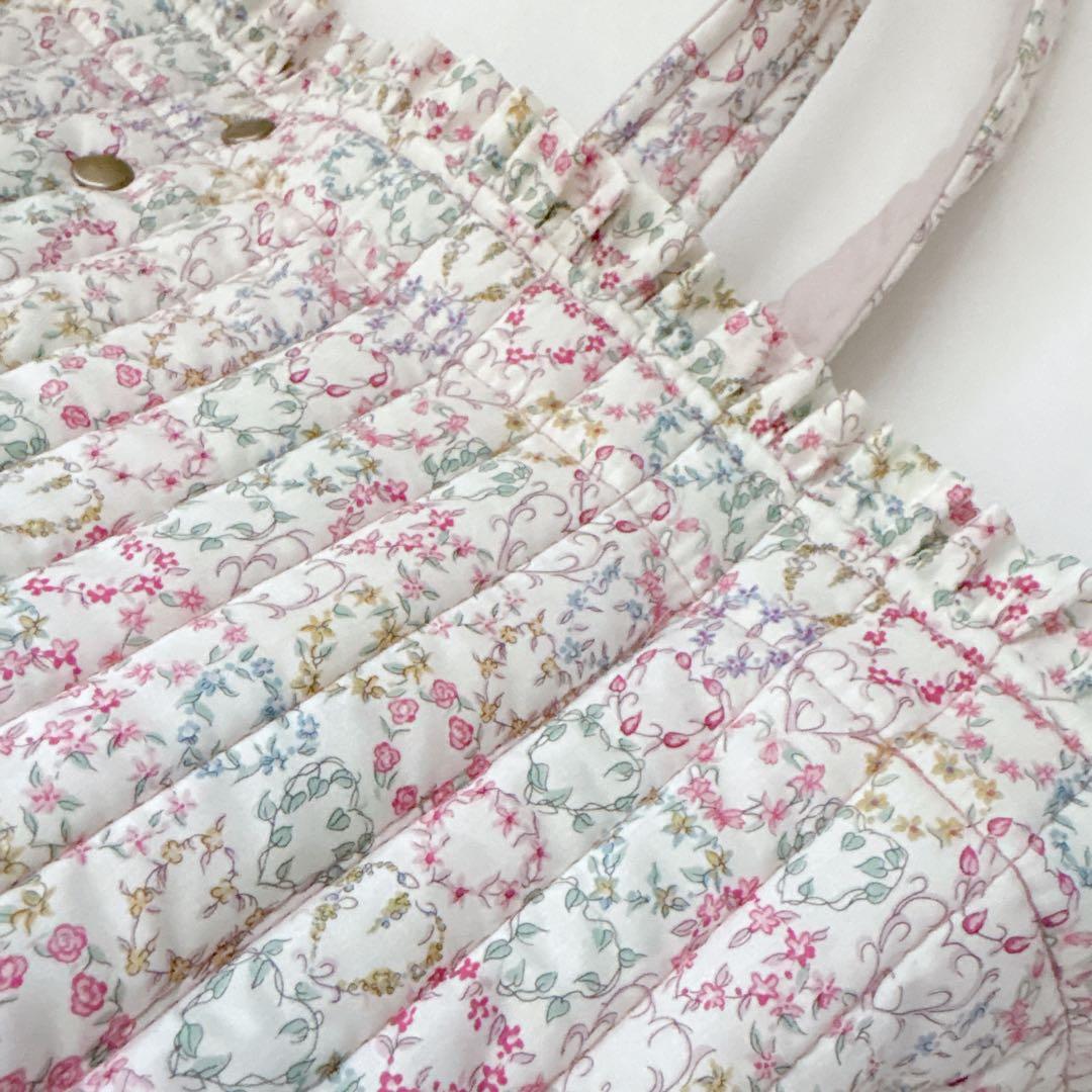 リバティ　フリルキルト特大トートバッグ　メイジー　ピンク　ハート　ヌビバッグ風