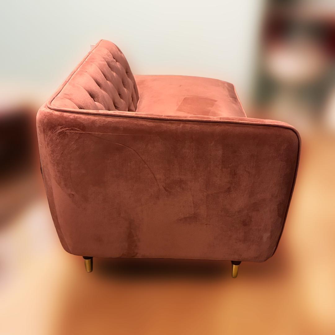 LOWYA / ロウヤ 2人掛けソファ　ベルベット調　ピンク