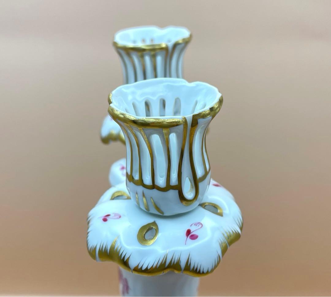 ヘレンドアポニーピンクのキャンドルホルダー