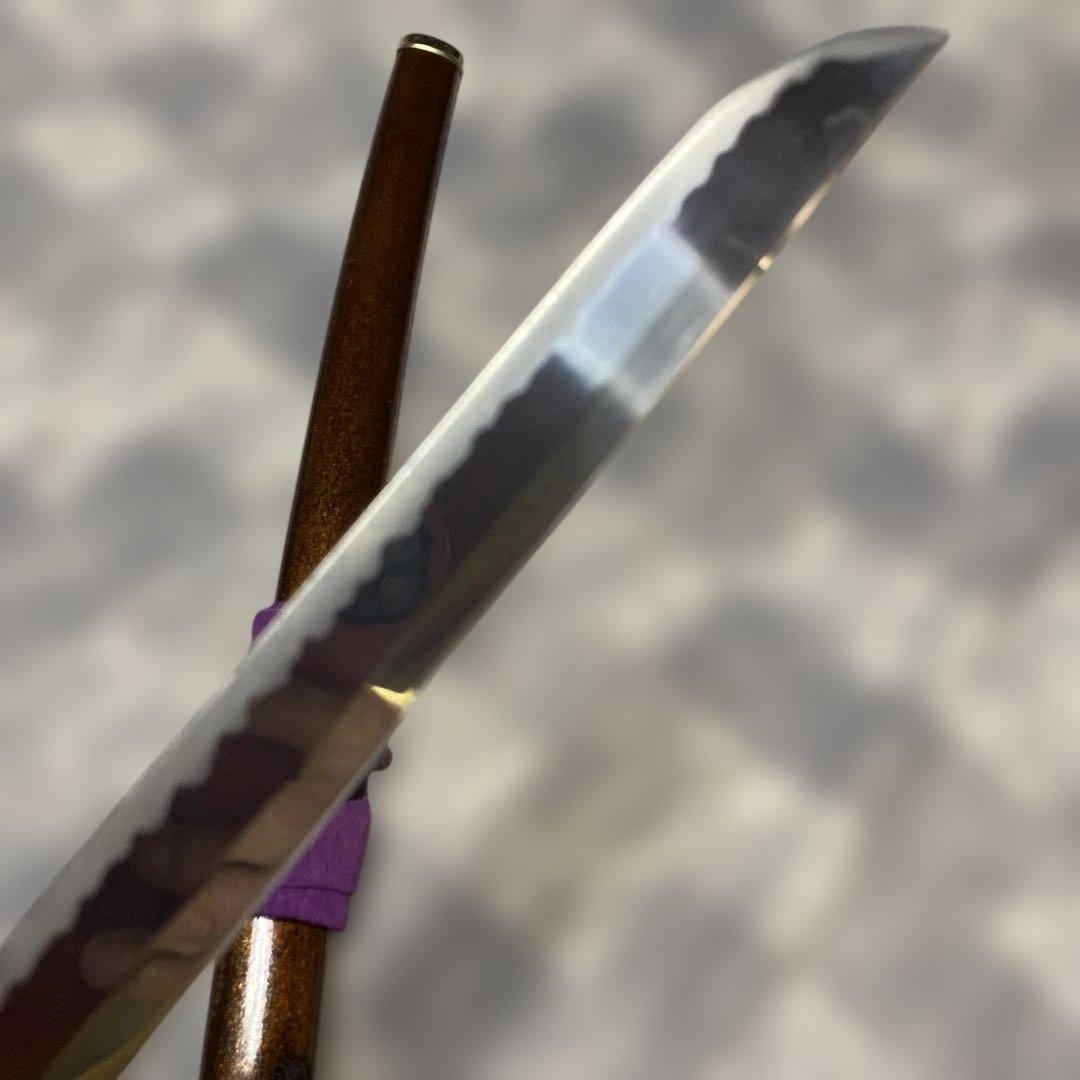 軽量模造刀(刀袋付) 茶柄 透し丸鍔 金口金尻梨地呂鞘