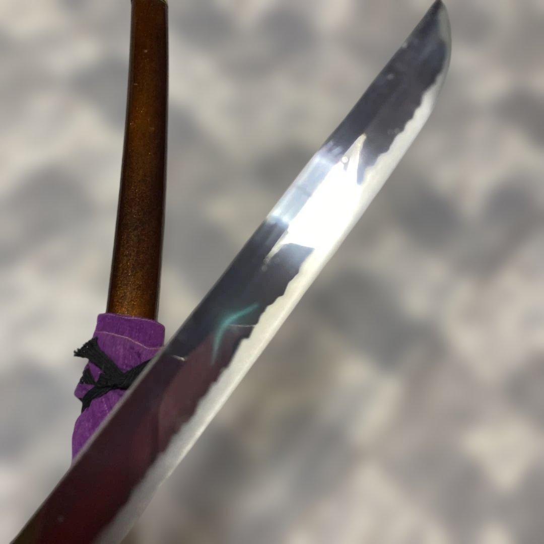 軽量模造刀(刀袋付) 茶柄 透し丸鍔 金口金尻梨地呂鞘