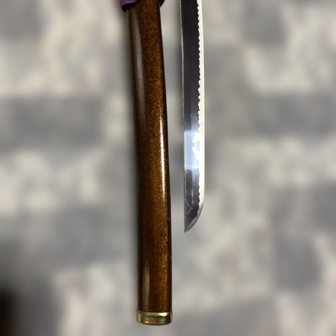 軽量模造刀(刀袋付) 茶柄 透し丸鍔 金口金尻梨地呂鞘
