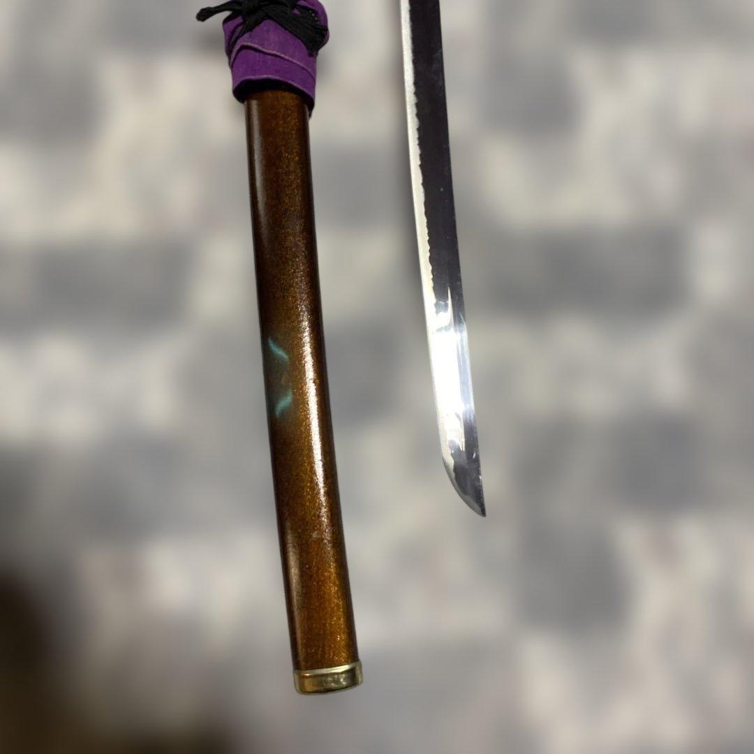 軽量模造刀(刀袋付) 茶柄 透し丸鍔 金口金尻梨地呂鞘