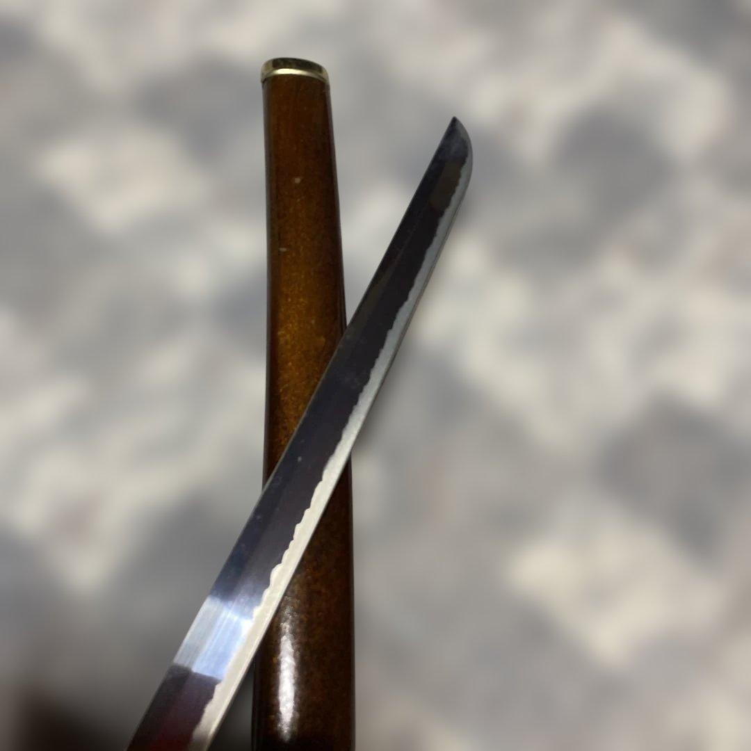 軽量模造刀(刀袋付) 茶柄 透し丸鍔 金口金尻梨地呂鞘