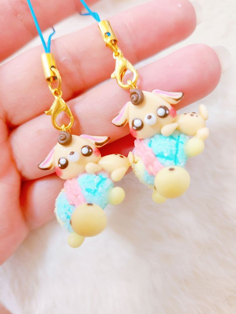 月見チーズバーガー　バンビ　フェイクフード　樹脂粘土　ミニチュアフード　チャーム