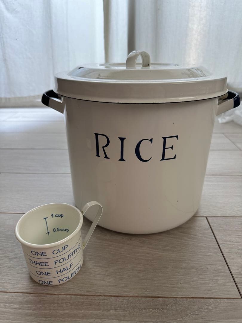 ホーロー米びつ　ライスストッカー　ヴィンテージ　ナチュラル　HP deco