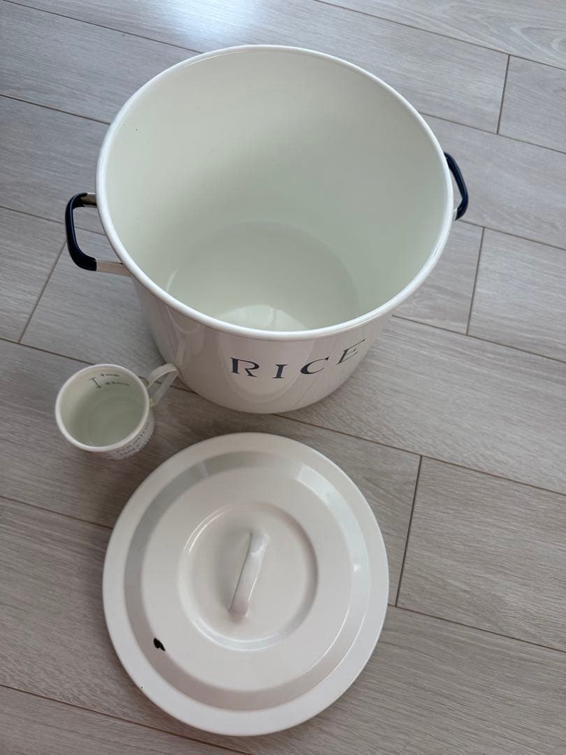 ホーロー米びつ　ライスストッカー　ヴィンテージ　ナチュラル　HP deco