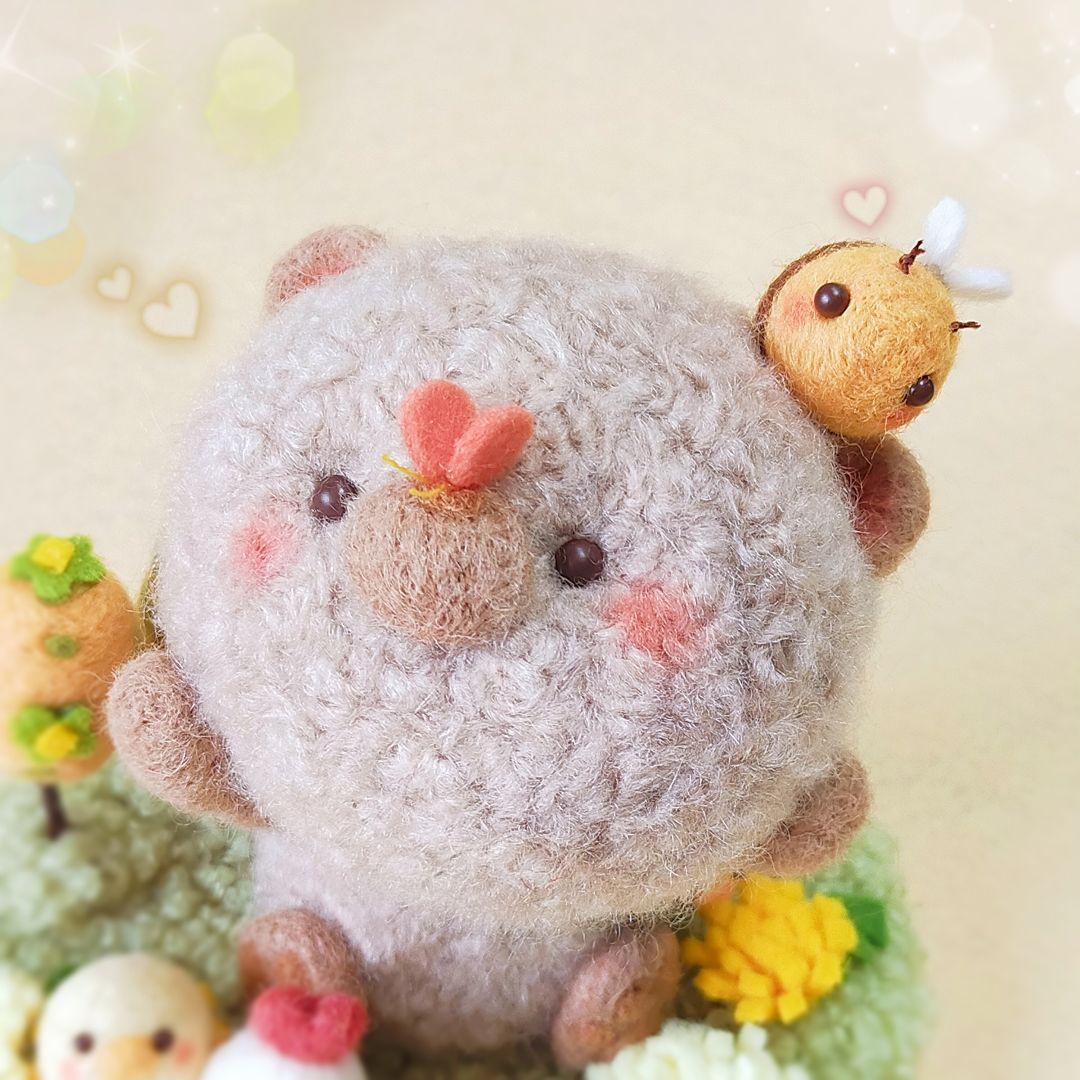 ✿羊毛フェルト✿MAKI様✿ふわふわくまさん✿ニワトリさん✿ヒヨコちゃん追加✿