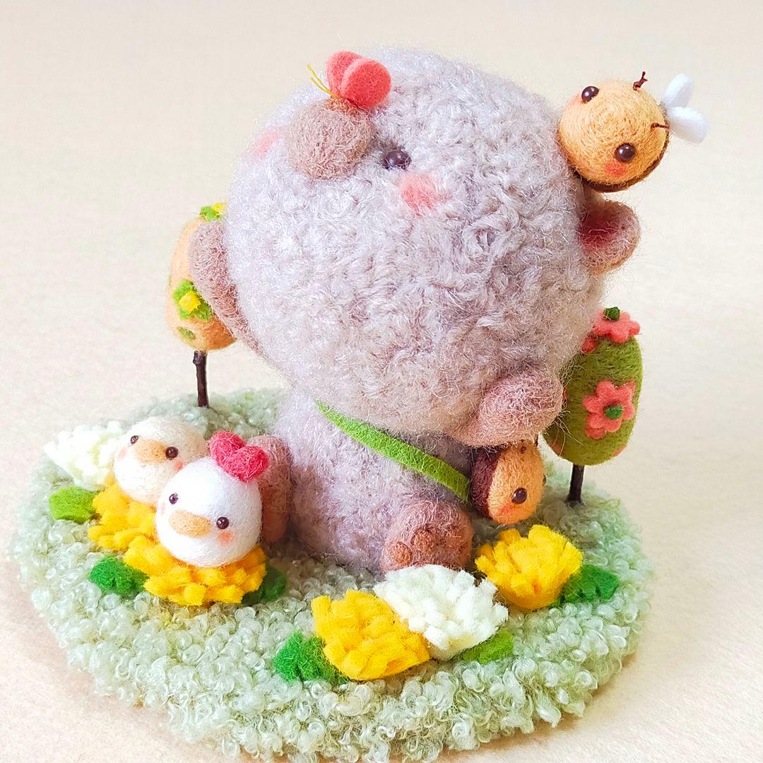 ✿羊毛フェルト✿MAKI様✿ふわふわくまさん✿ニワトリさん✿ヒヨコちゃん追加✿