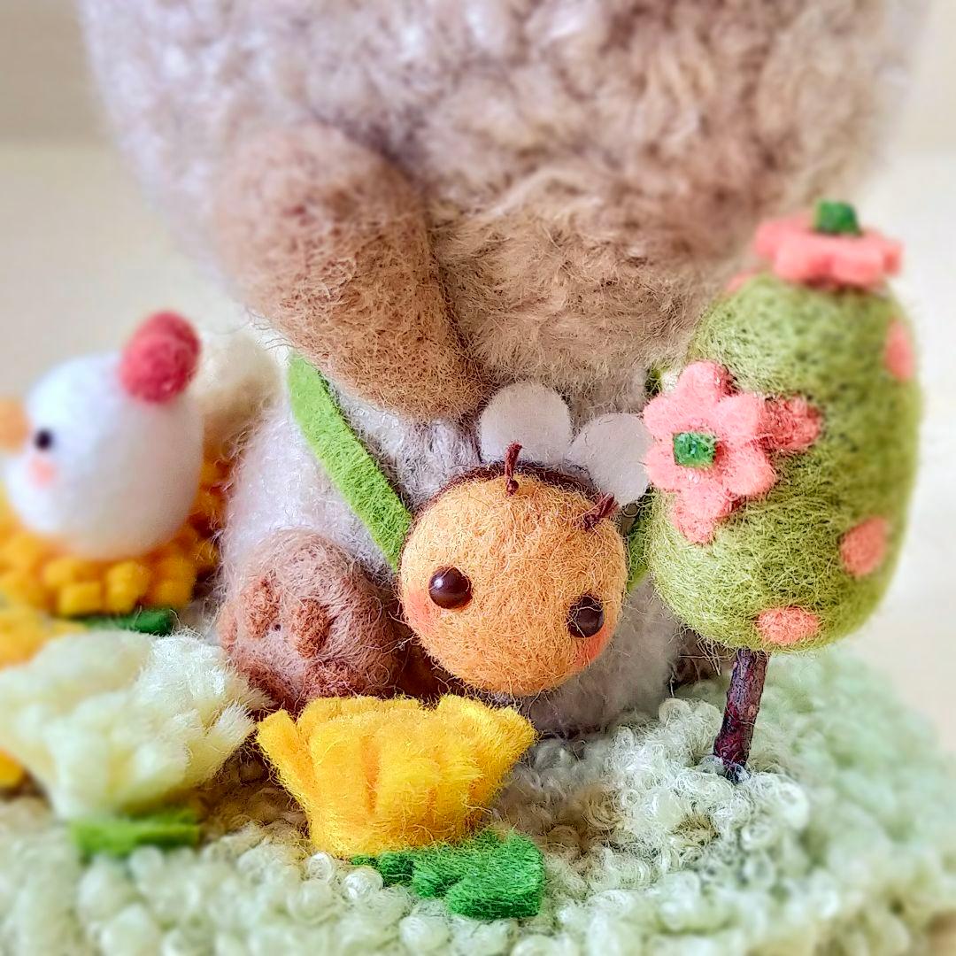 ✿羊毛フェルト✿MAKI様✿ふわふわくまさん✿ニワトリさん✿ヒヨコちゃん追加✿