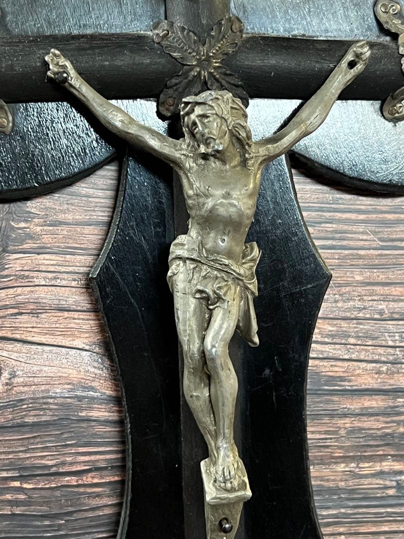 フランス　アンティーク　聖水盤　イエスキリスト 磔刑　十字架　クロス