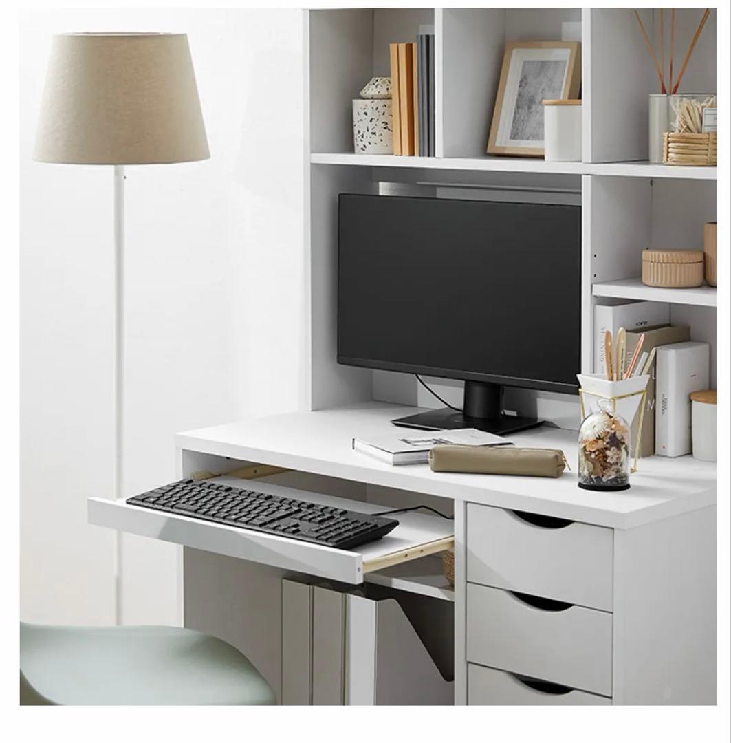 LOWYAホワイト パソコンデスク コンパクトデスク 組立済