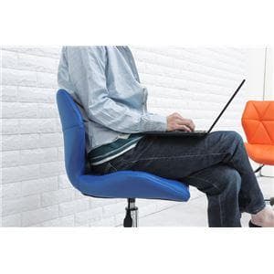 デスクチェア 【ブルー】 約幅48cm スチール 合皮/合成皮革 キャスター付き