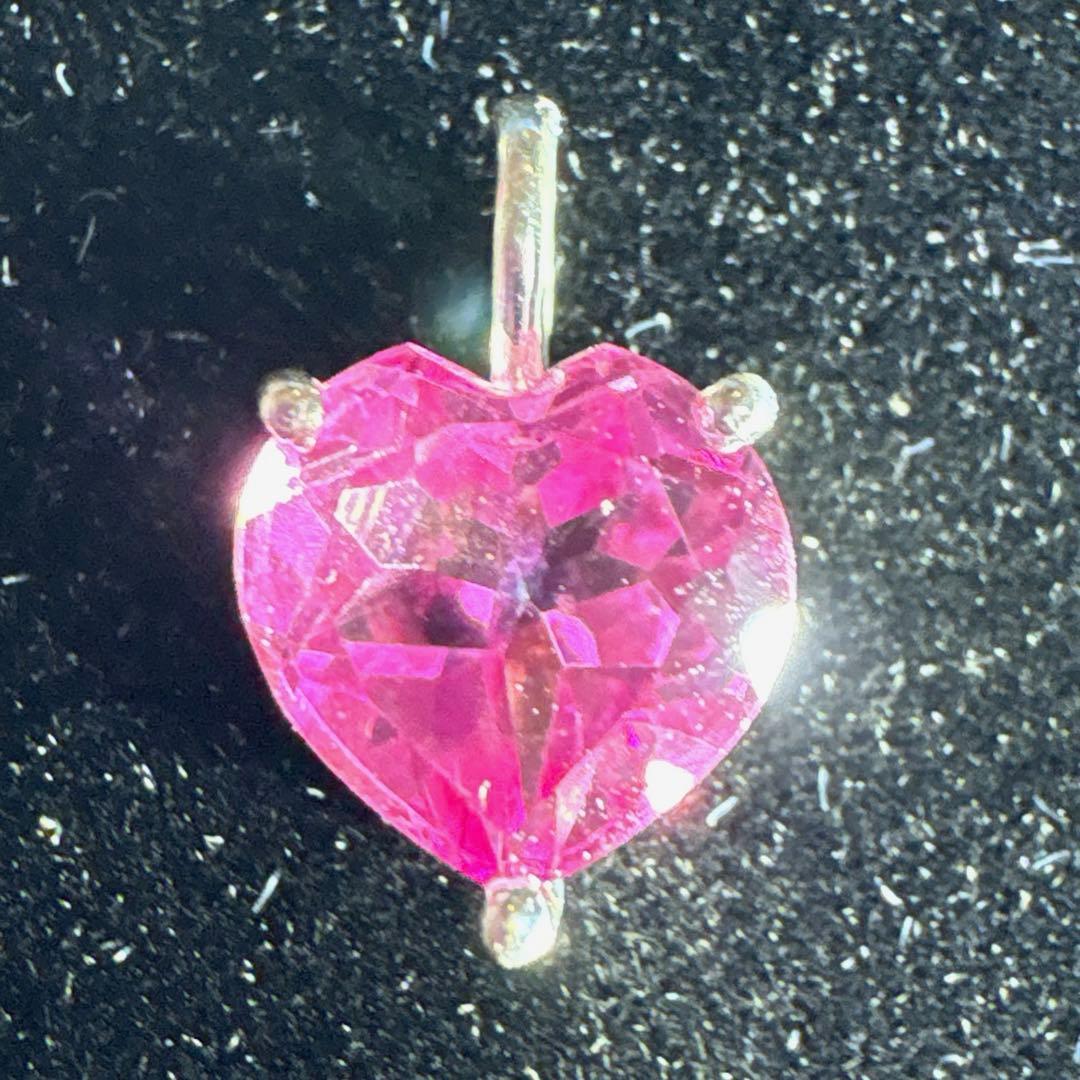 宝石質　ピンクトパーズ　ハートのペンダント
