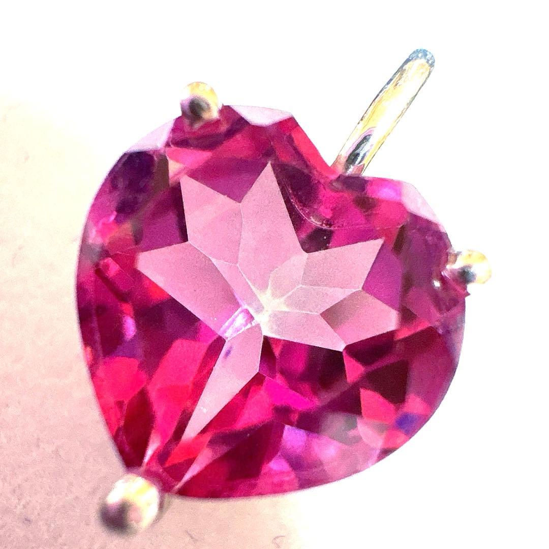 宝石質　ピンクトパーズ　ハートのペンダント