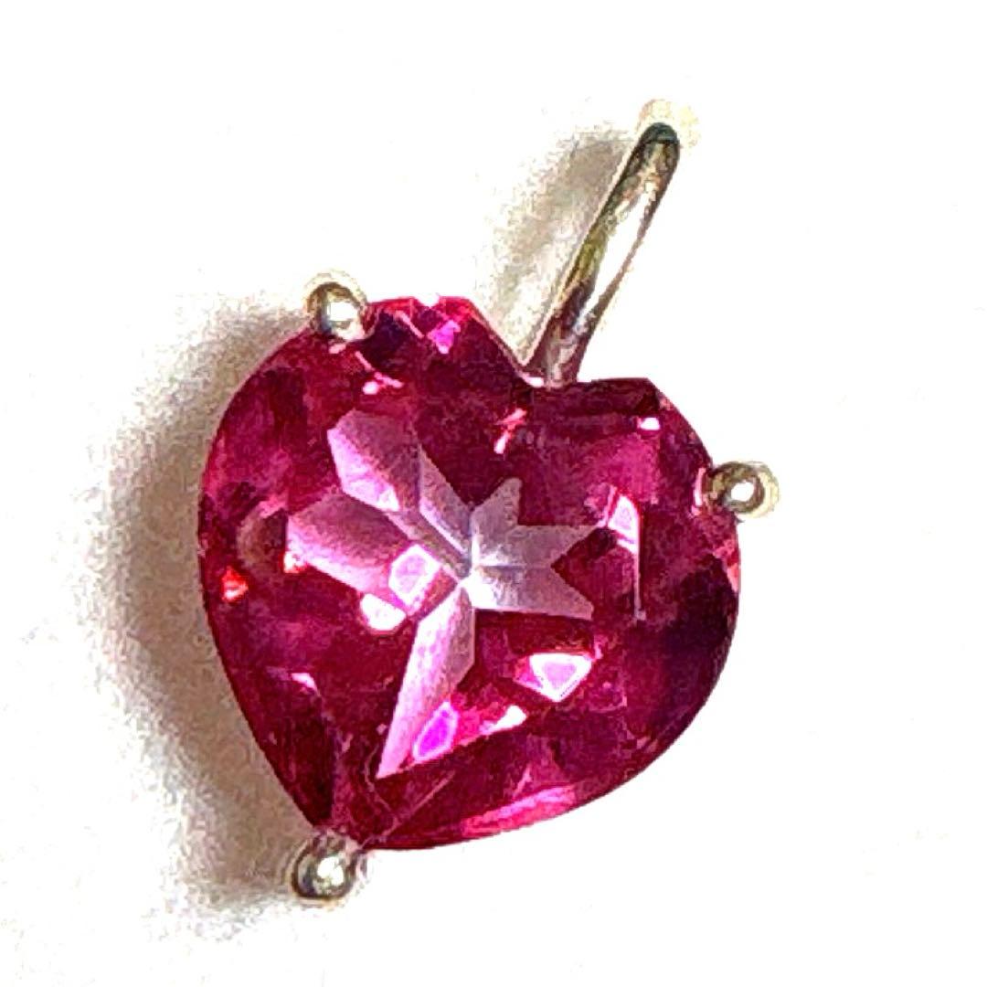 宝石質　ピンクトパーズ　ハートのペンダント