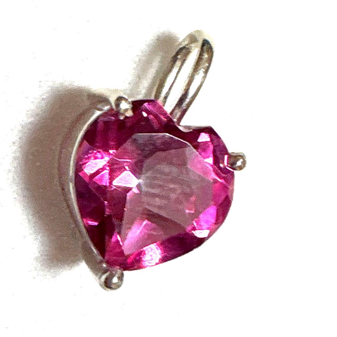 宝石質　ピンクトパーズ　ハートのペンダント
