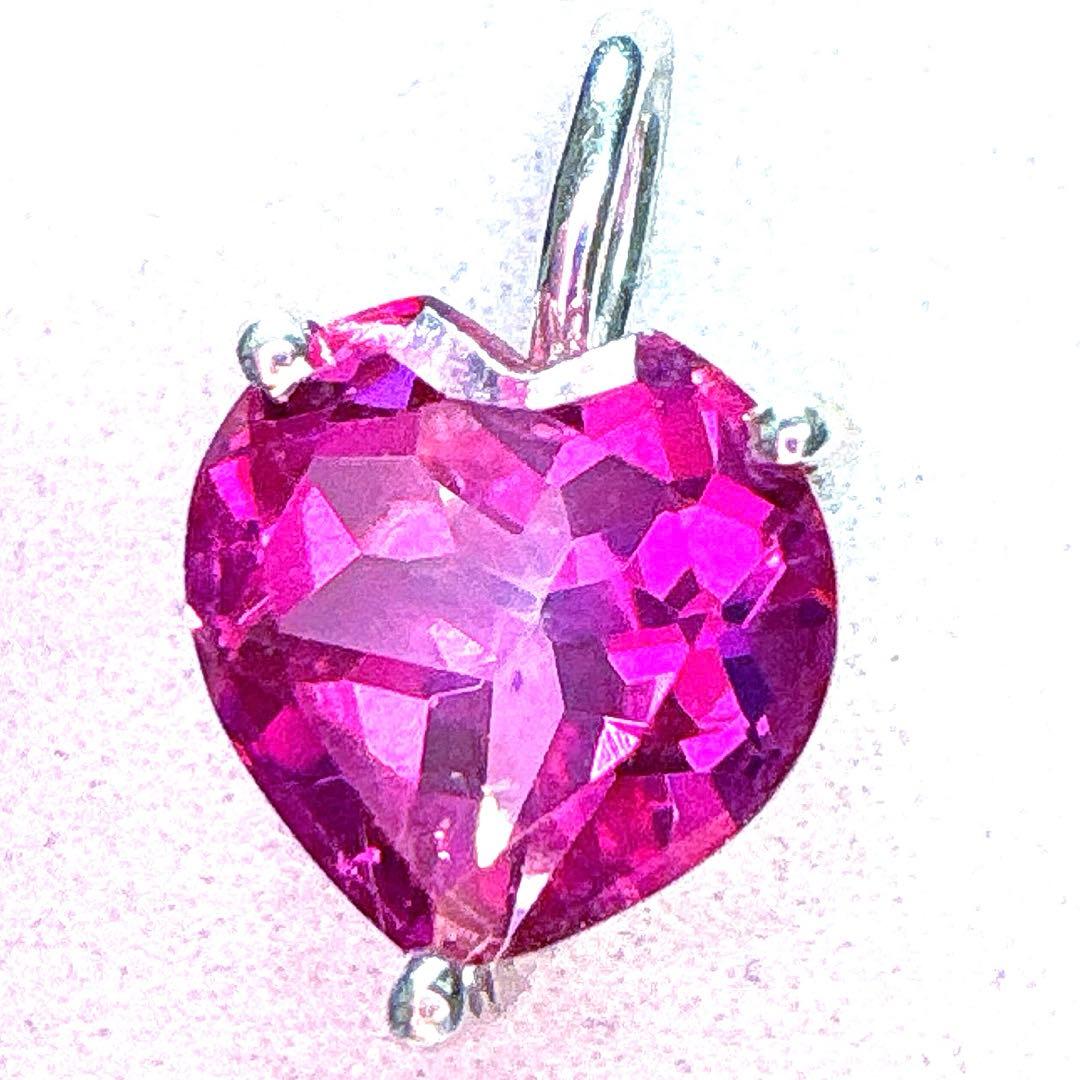 宝石質　ピンクトパーズ　ハートのペンダント