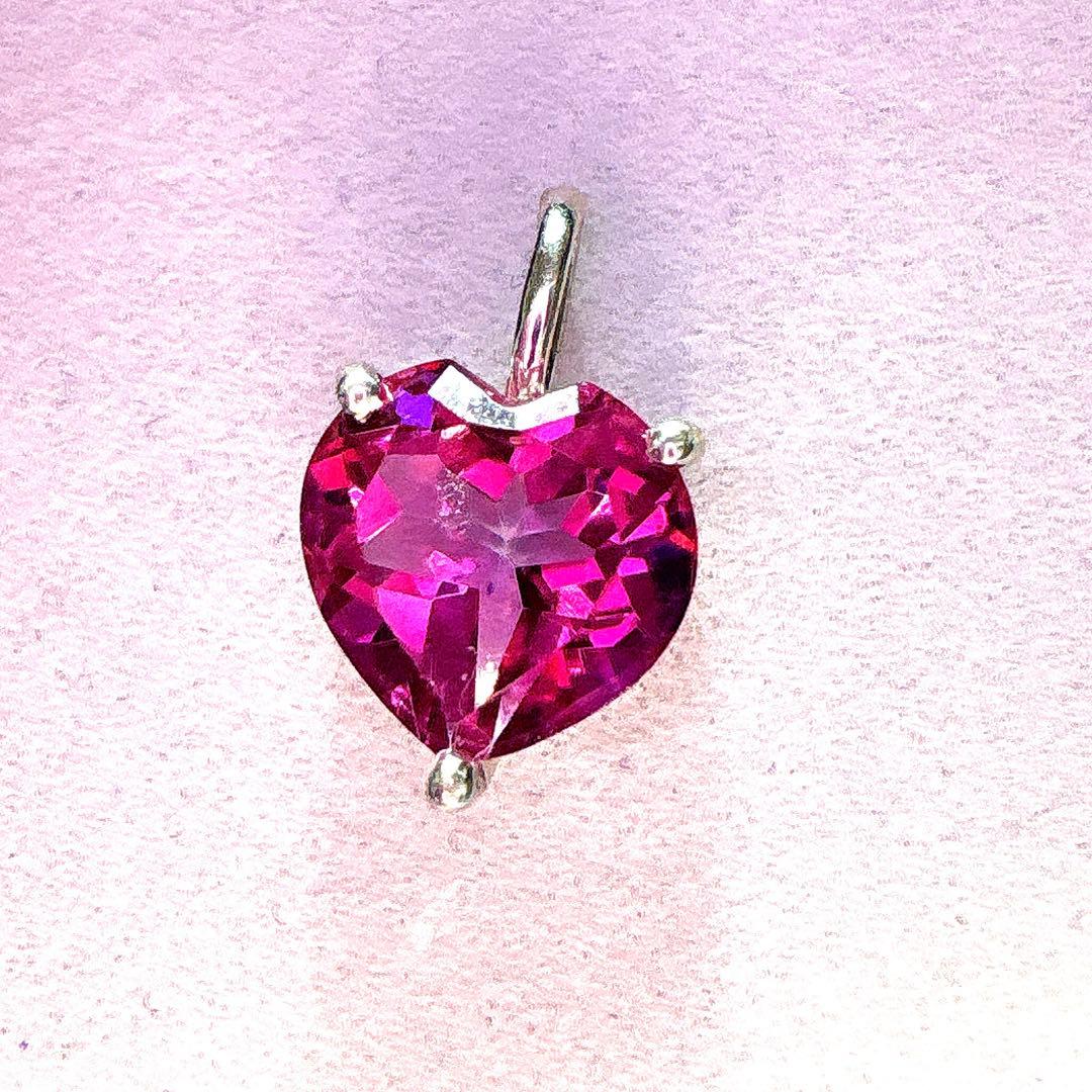 宝石質　ピンクトパーズ　ハートのペンダント