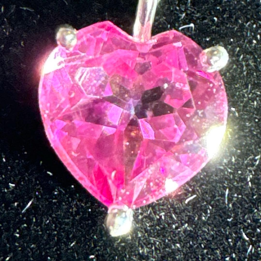宝石質　ピンクトパーズ　ハートのペンダント