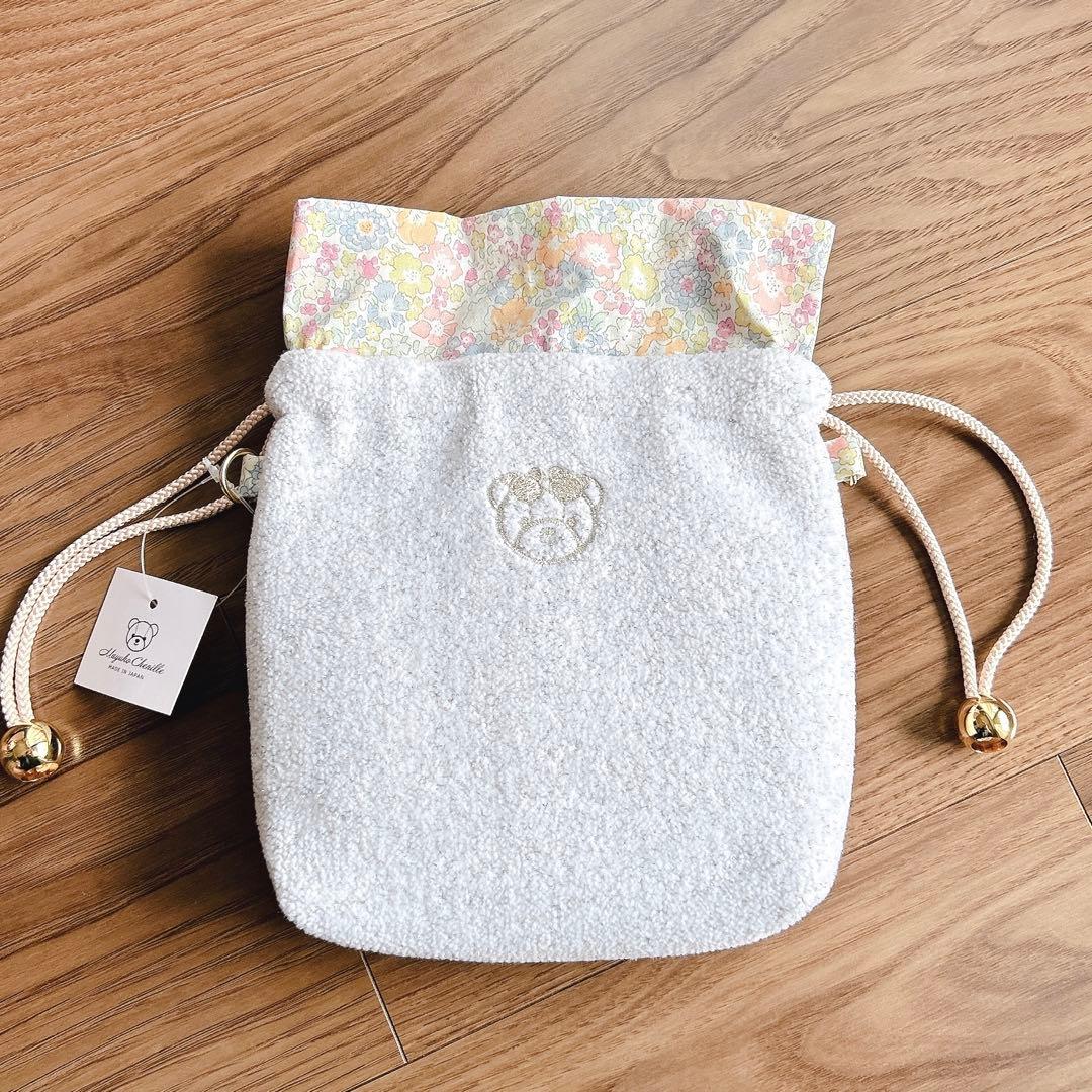まゆこシェニール くま ベア シェニール 巾着 ポーチ