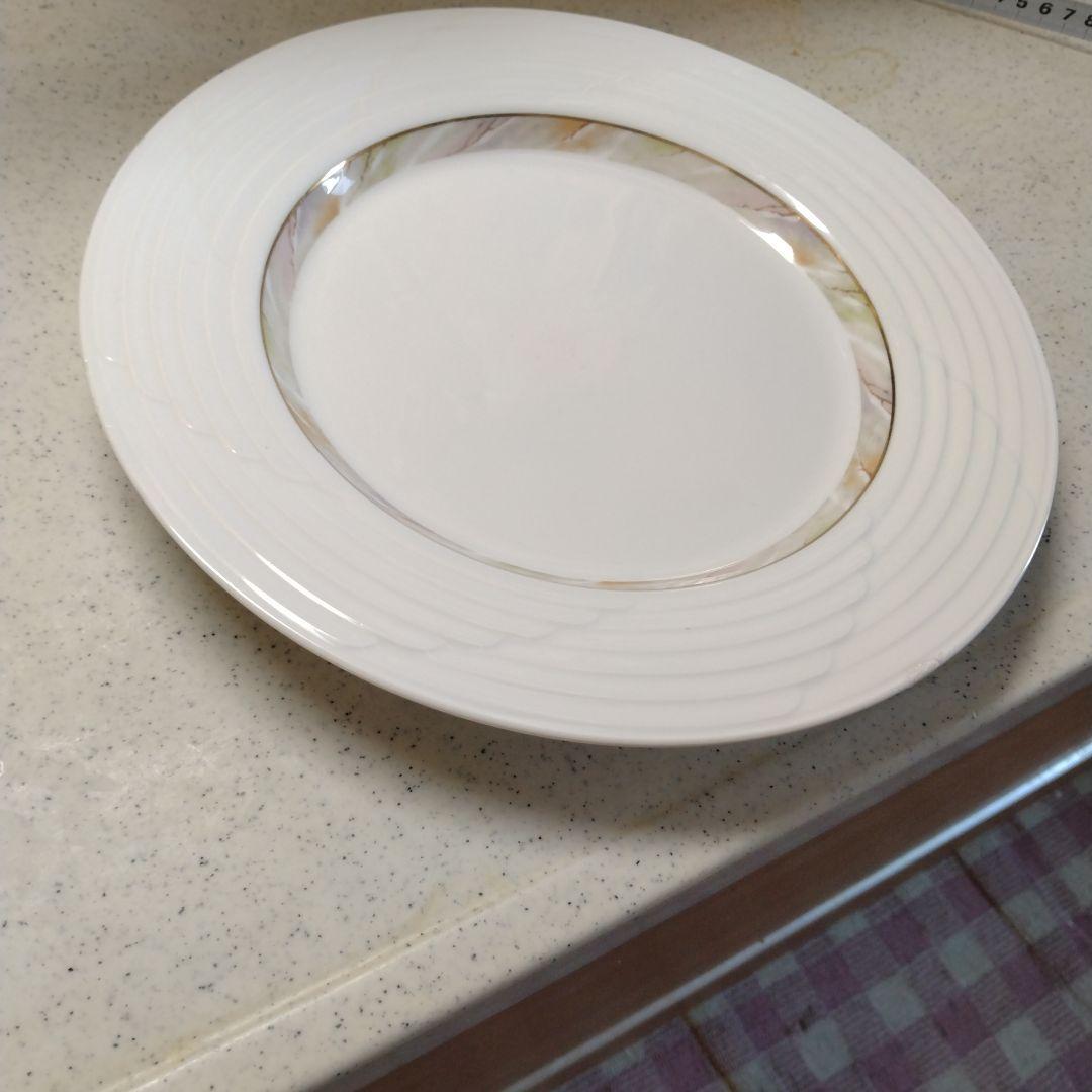ストライプ模様 ホワイトプレート 約ノリタケシンフォニーライン26cm5枚セット