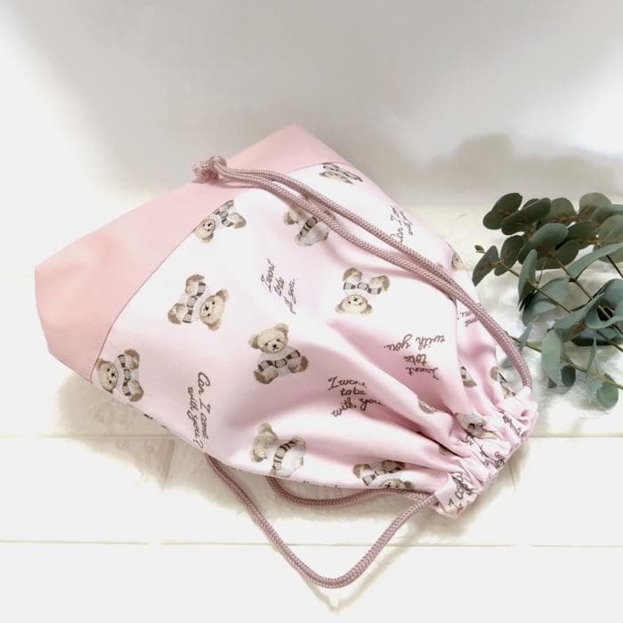 《 通園 通学 3点セット 》小さな くまさん ・ ピンク　＃n1837