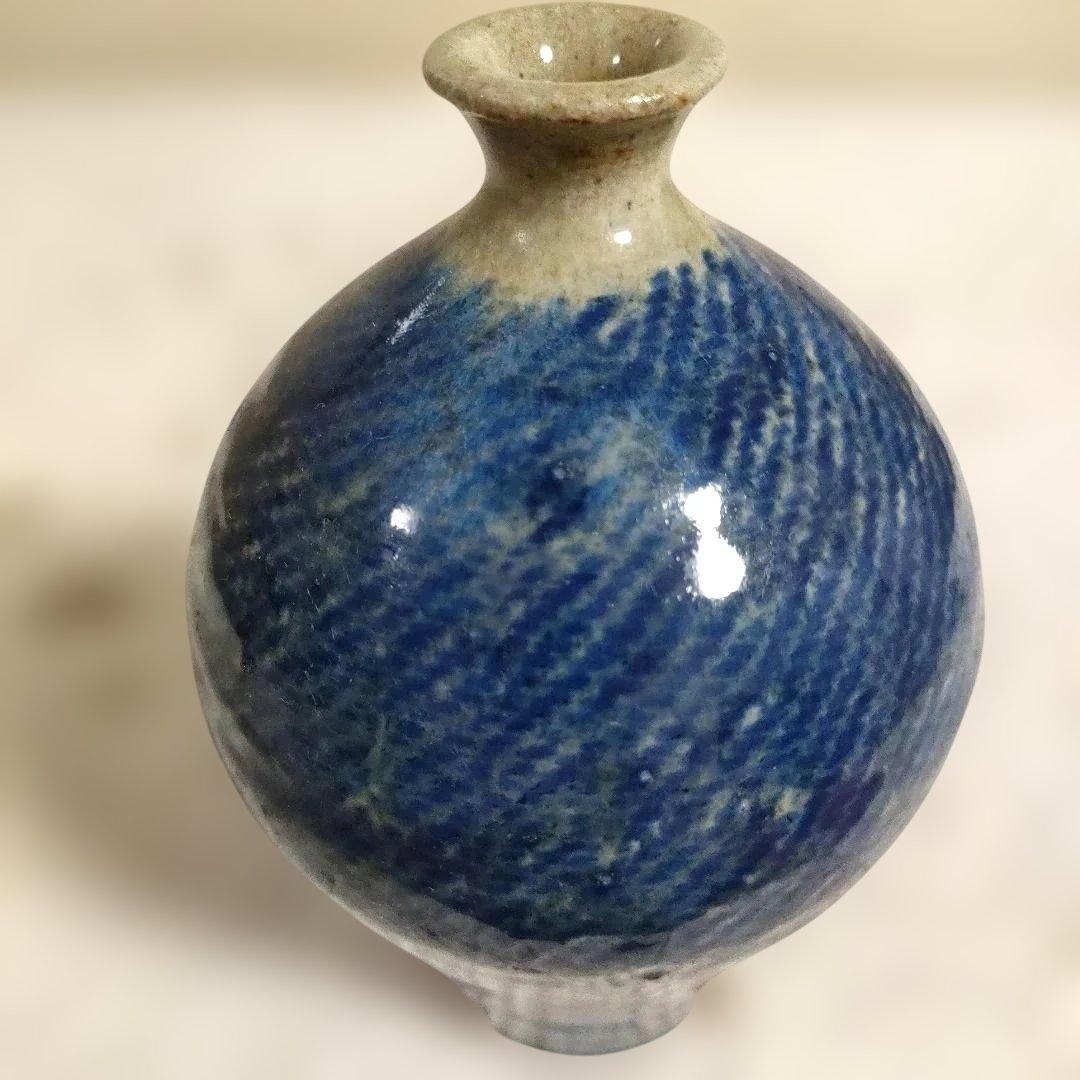 【SALE】島岡桂　釉縄文象嵌　壷