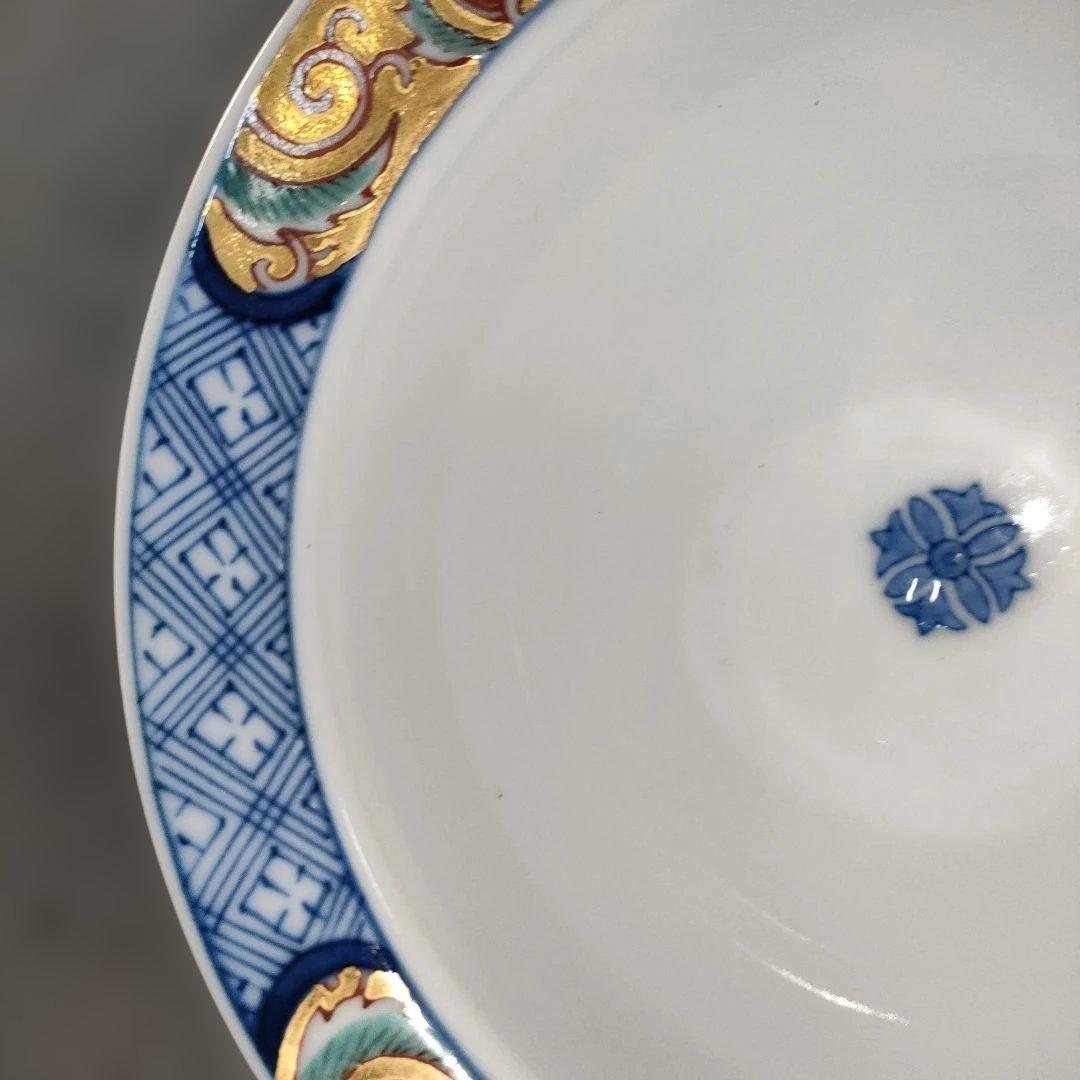 A1342-1/有田焼/幸右衛門窯/染錦金彩色絵花草文茶碗10客/飯碗/懐石道具