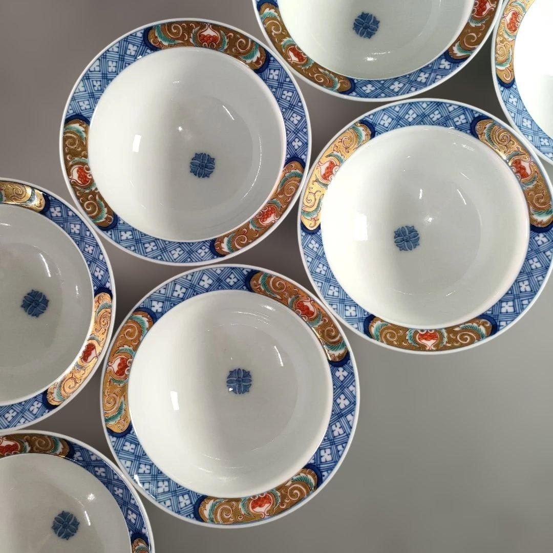 A1342-1/有田焼/幸右衛門窯/染錦金彩色絵花草文茶碗10客/飯碗/懐石道具